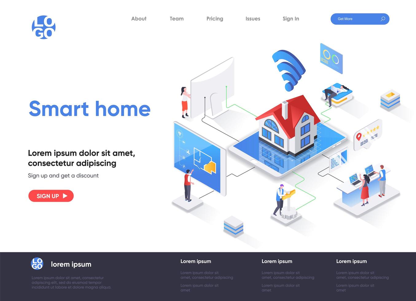 isometrische Smart Home-Landingpage vektor