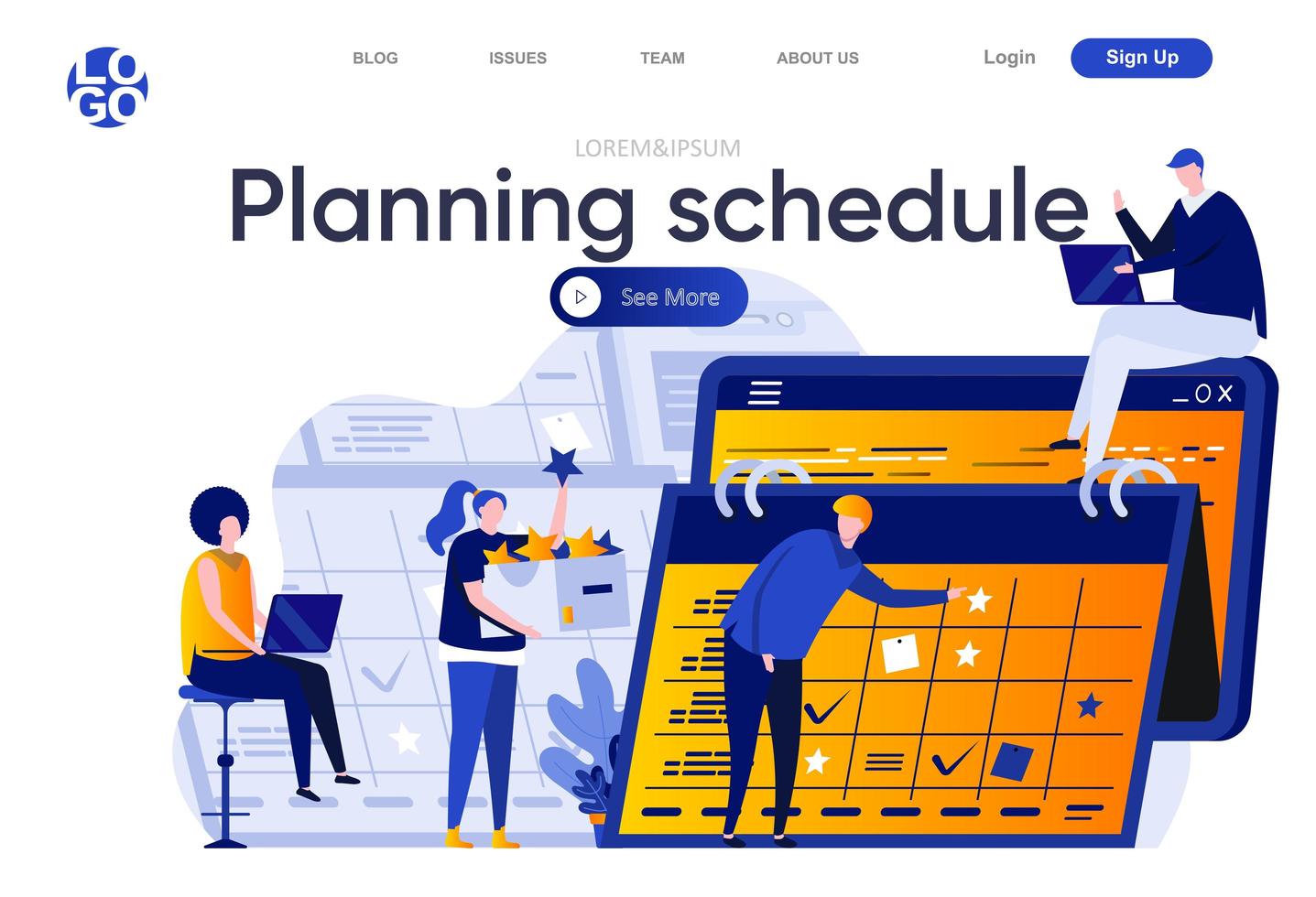 Planungsplan flache Landingpage vektor