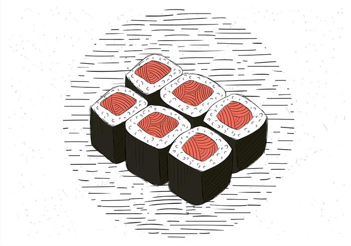 Freie Hand gezeichnet Vektor Sushi Illustration