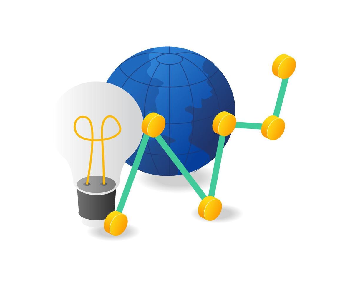 flaches isometrisches 3d-konzept analytische erdideenillustration vektor