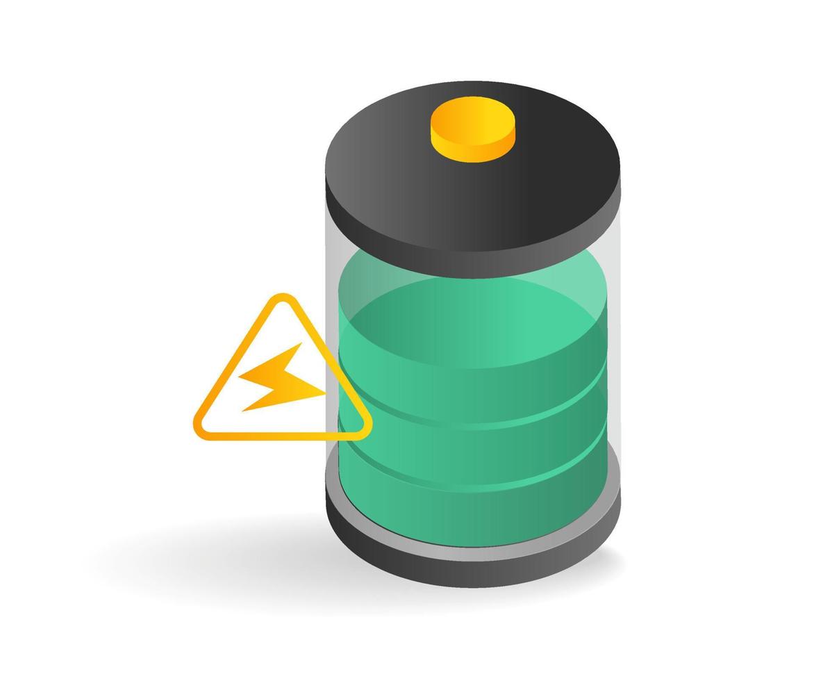 isometrische flache 3d-konzeptillustration der speicherbatterie für elektrische energie vektor