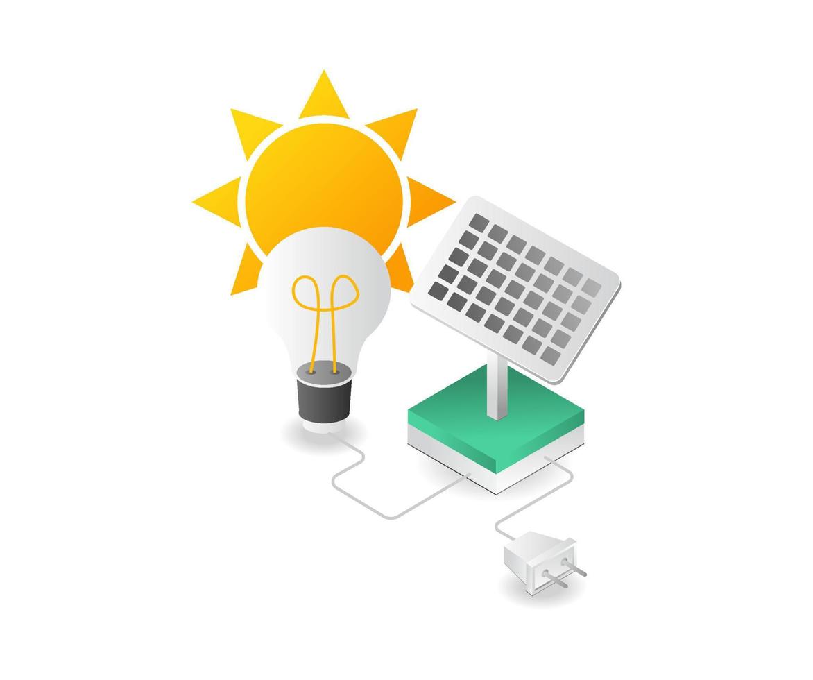 isometrisches flaches 3d-illustrationskonzept von sonnenkollektoren für strom zu hause vektor