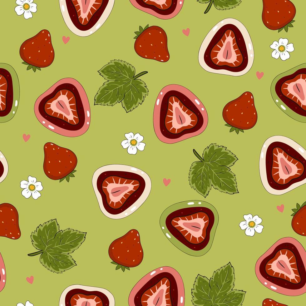 Nahtloses Muster mit Erdbeer-Daifuku. Vektorgrafiken. vektor
