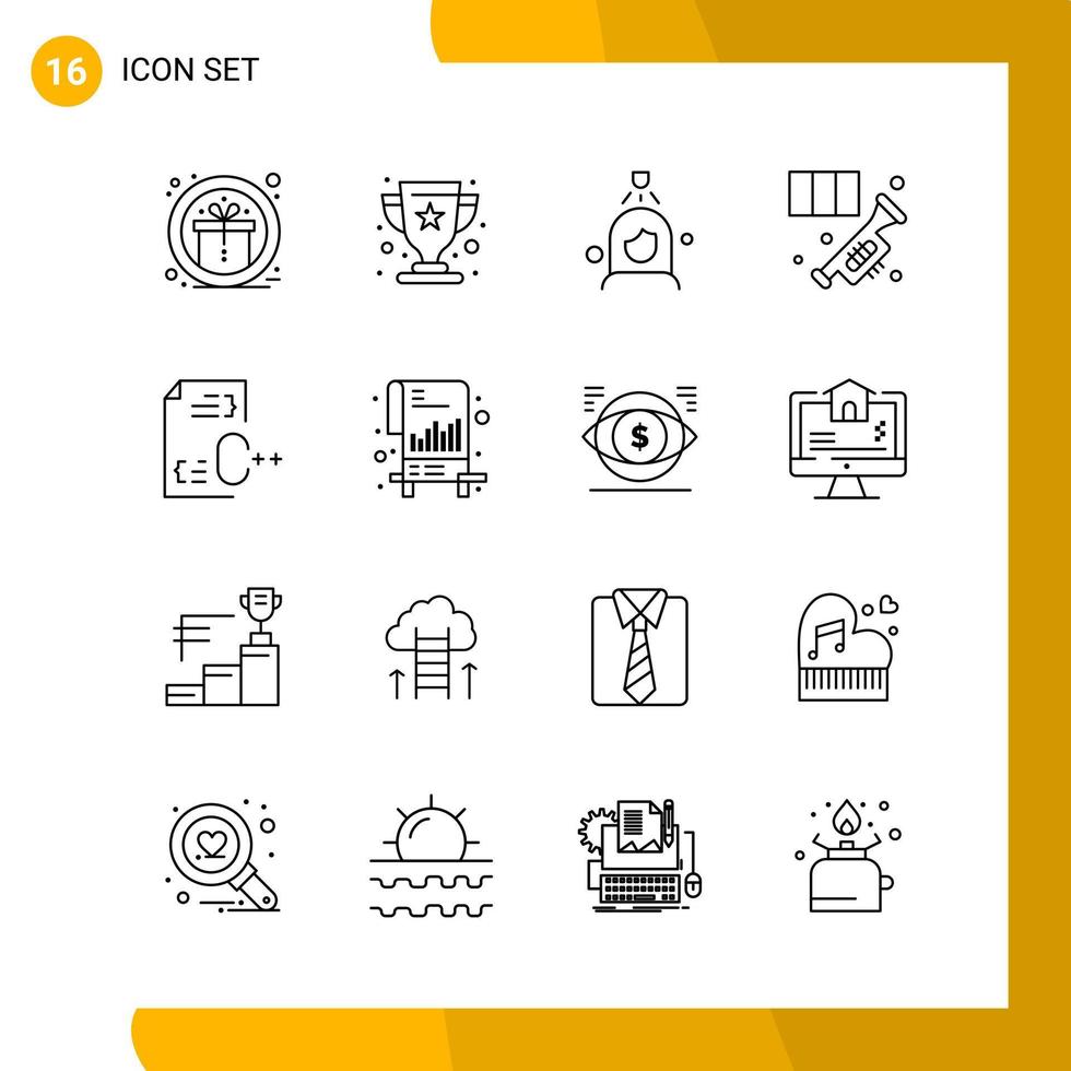 16 Icon Set Line Style Icon Pack Umrisssymbole isoliert auf weißem Hintergrund für responsive Website, die kreativen schwarzen Icon-Vektorhintergrund entwirft vektor