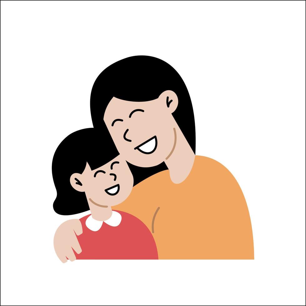 Lycklig familj med barn. mor spelar med dotter. söt tecknad serie tecken isolerat på vit bakgrund. färgrik vektor illustration i platt stil.
