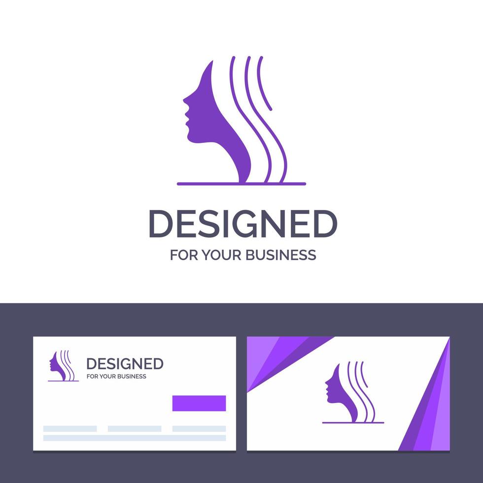 kreative visitenkarte und logo-vorlage weibliche frauen mädchen gesicht vektor-illustration vektor