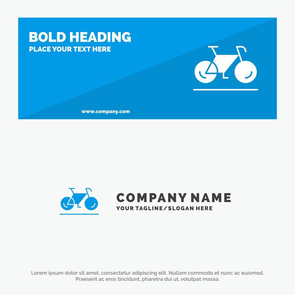 Fahrradbewegung zu Fuß Sport solide Symbol Website-Banner und Business-Logo-Vorlage vektor