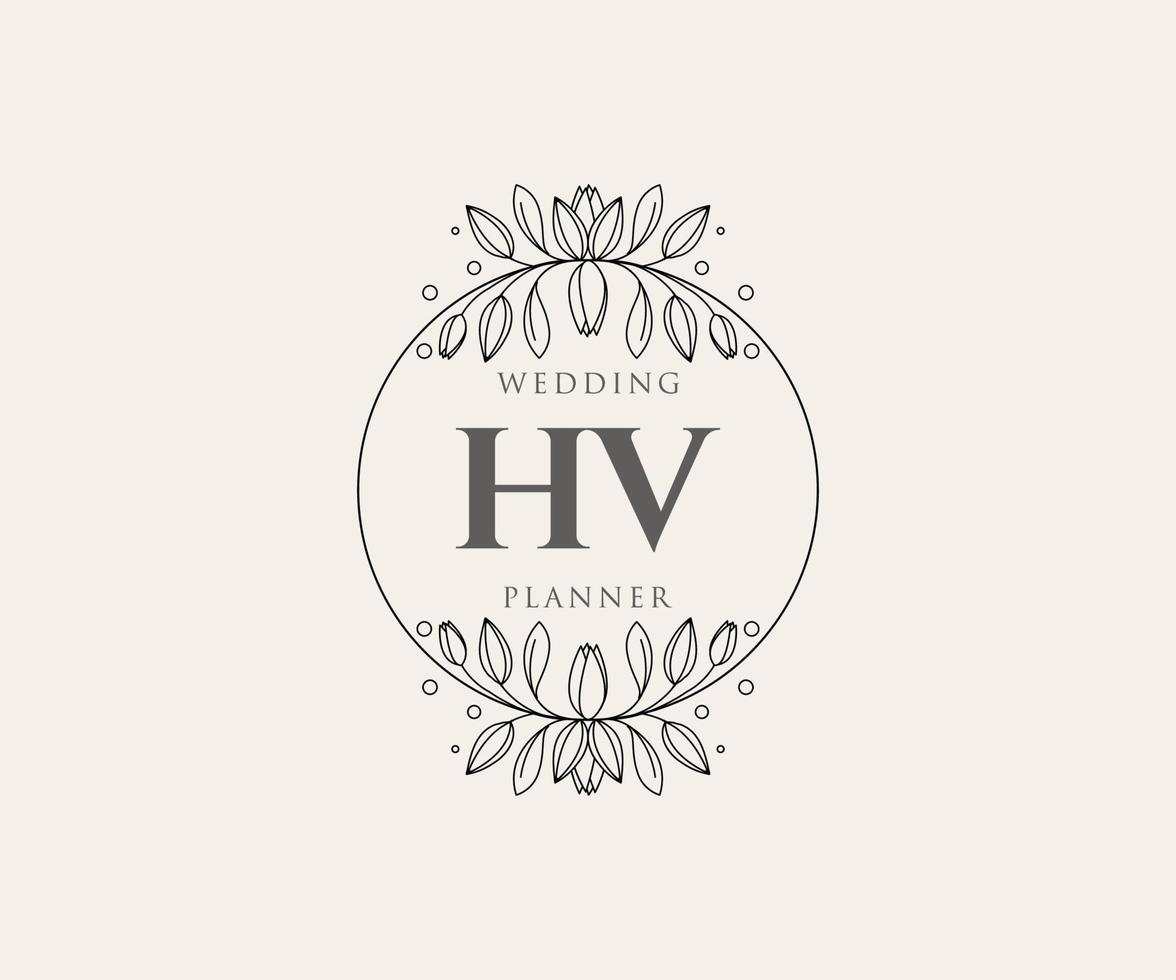 hv initialen brief hochzeitsmonogramm logos sammlung, handgezeichnete moderne minimalistische und florale vorlagen für einladungskarten, save the date, elegante identität für restaurant, boutique, café im vektor