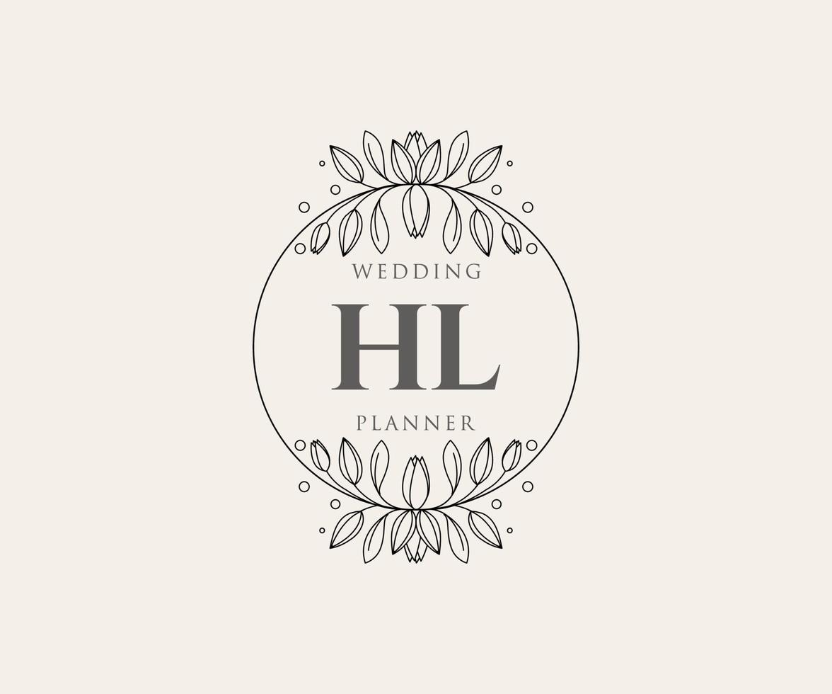 hl initialen brief hochzeit monogramm logos sammlung, handgezeichnete moderne minimalistische und florale vorlagen für einladungskarten, save the date, elegante identität für restaurant, boutique, café im vektor