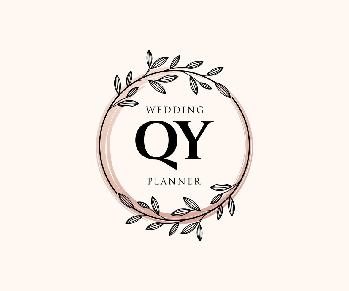 qy initialen brief hochzeitsmonogramm logos sammlung, handgezeichnete moderne minimalistische und florale vorlagen für einladungskarten, save the date, elegante identität für restaurant, boutique, café im vektor