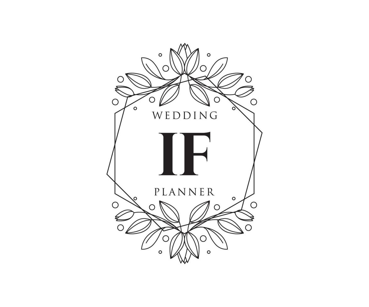 wenn initialen brief hochzeitsmonogramm logos sammlung, handgezeichnete moderne minimalistische und florale vorlagen für einladungskarten, save the date, elegante identität für restaurant, boutique, café im vektor