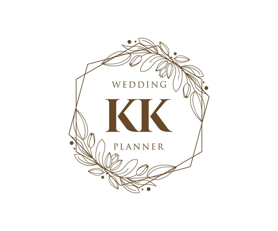 k k initialen brief hochzeit monogramm logos sammlung, handgezeichnete moderne minimalistische und florale vorlagen für einladungskarten, save the date, elegante identität für restaurant, boutique, café im vektor