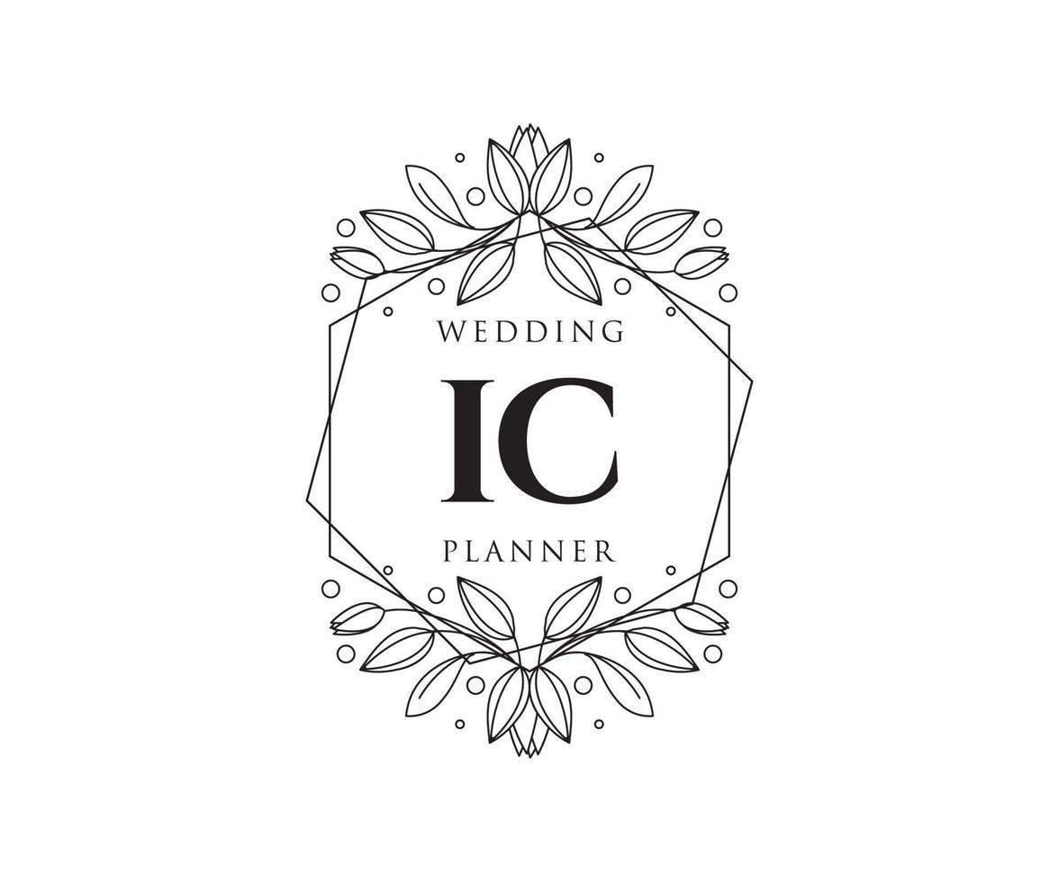 ic initialer brev bröllop monogram logotyper samling, hand dragen modern minimalistisk och blommig mallar för inbjudan kort, spara de datum, elegant identitet för restaurang, boutique, Kafé i vektor