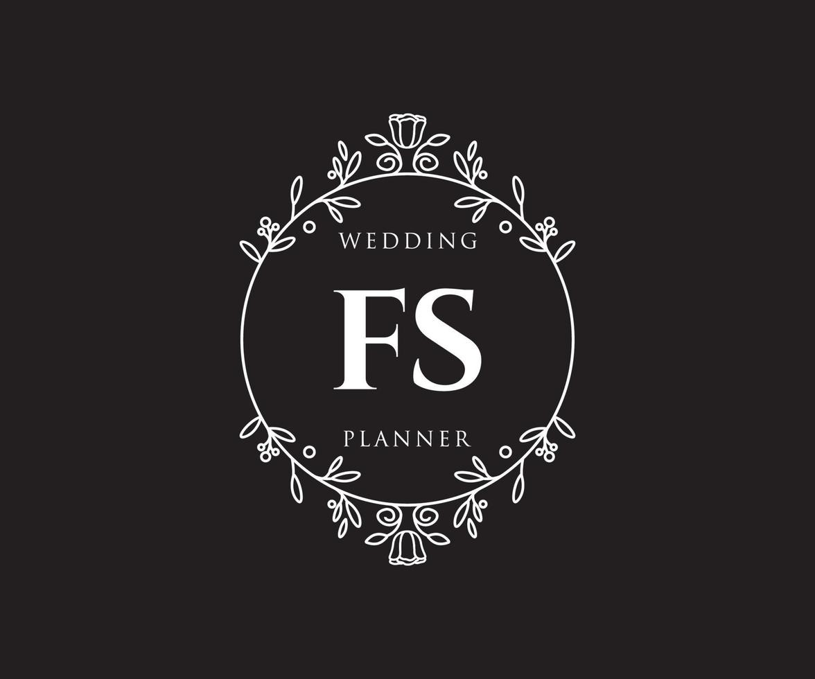 fs initialen brief hochzeitsmonogramm logos sammlung, handgezeichnete moderne minimalistische und florale vorlagen für einladungskarten, save the date, elegante identität für restaurant, boutique, café im vektor