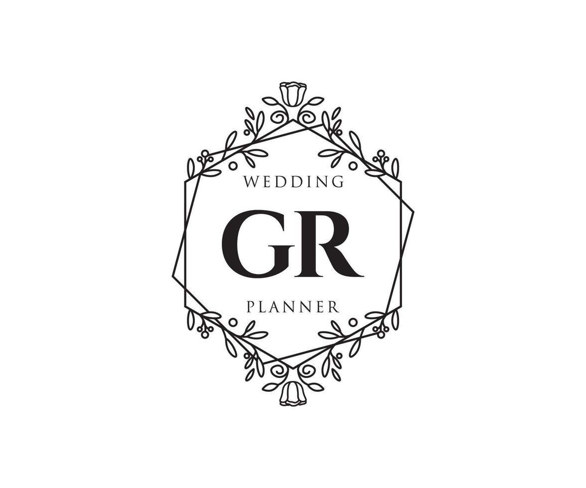 gr initialer brev bröllop monogram logotyper samling, hand dragen modern minimalistisk och blommig mallar för inbjudan kort, spara de datum, elegant identitet för restaurang, boutique, Kafé i vektor