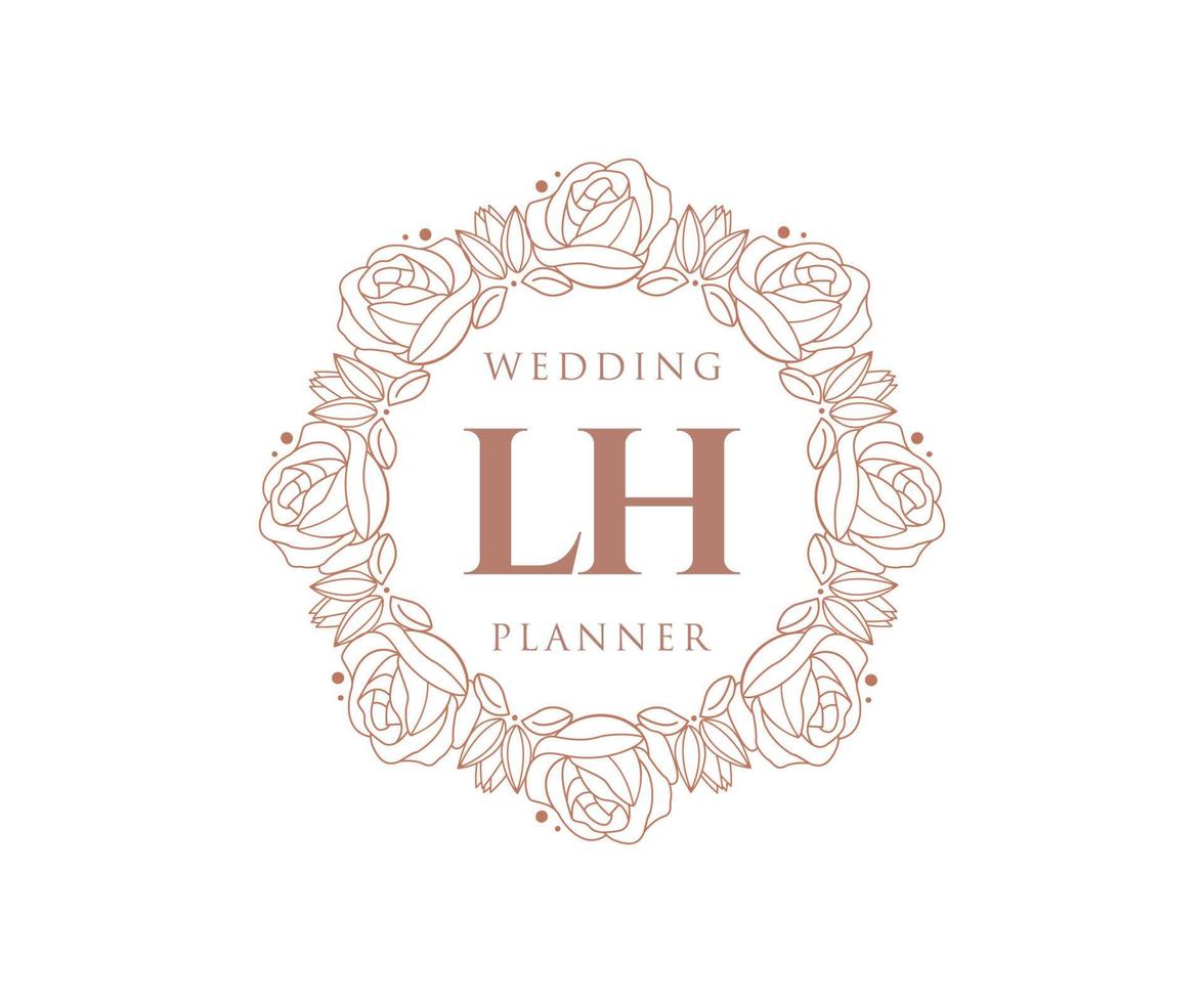 lh initialen brief hochzeitsmonogramm logos sammlung, handgezeichnete moderne minimalistische und florale vorlagen für einladungskarten, save the date, elegante identität für restaurant, boutique, café im vektor