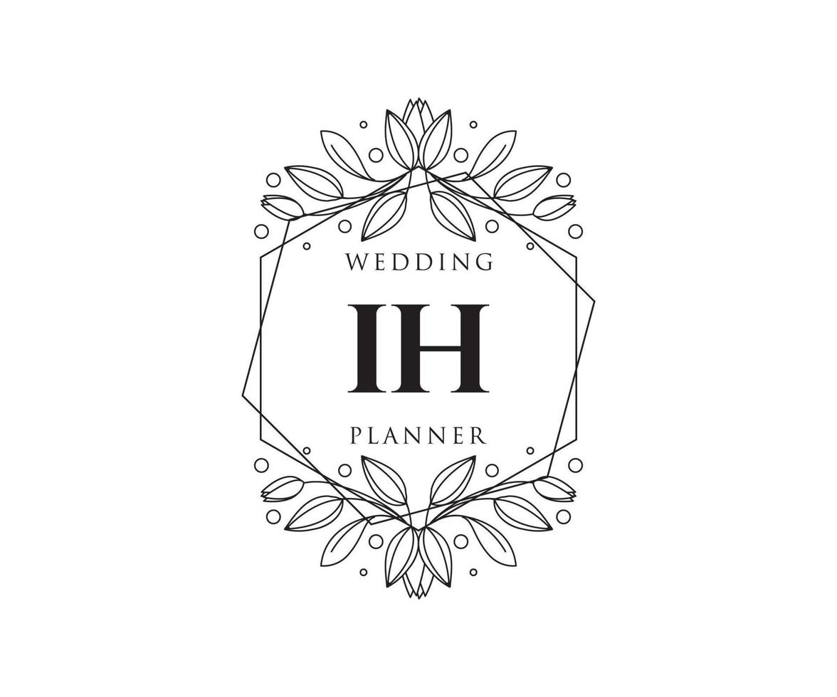 ih initialen brief hochzeitsmonogramm logos sammlung, handgezeichnete moderne minimalistische und florale vorlagen für einladungskarten, save the date, elegante identität für restaurant, boutique, café im vektor