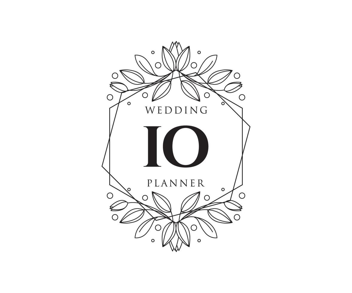 io initialen brief hochzeitsmonogramm logos sammlung, handgezeichnete moderne minimalistische und florale vorlagen für einladungskarten, save the date, elegante identität für restaurant, boutique, café im vektor