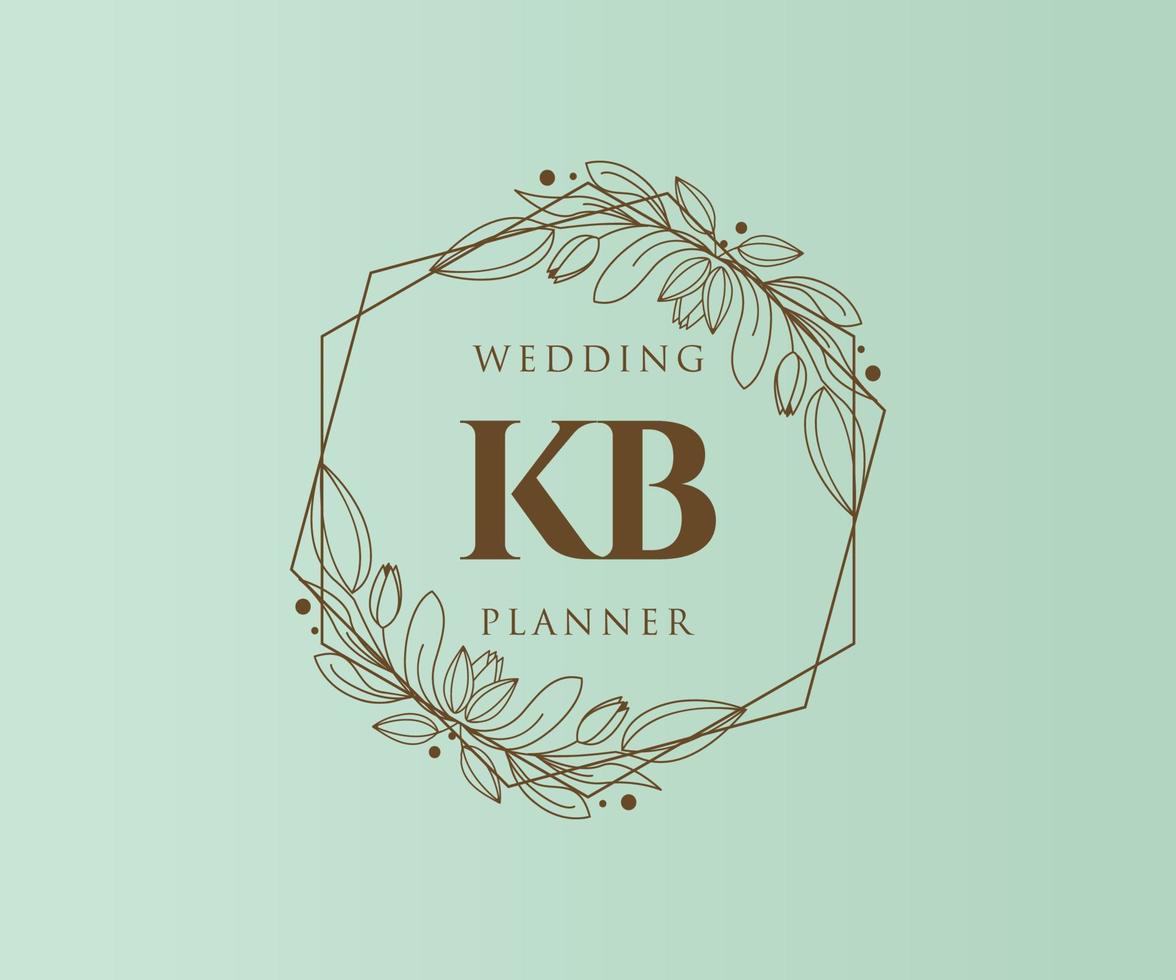 kb initialen brief hochzeitsmonogramm logos sammlung, handgezeichnete moderne minimalistische und florale vorlagen für einladungskarten, save the date, elegante identität für restaurant, boutique, café im vektor