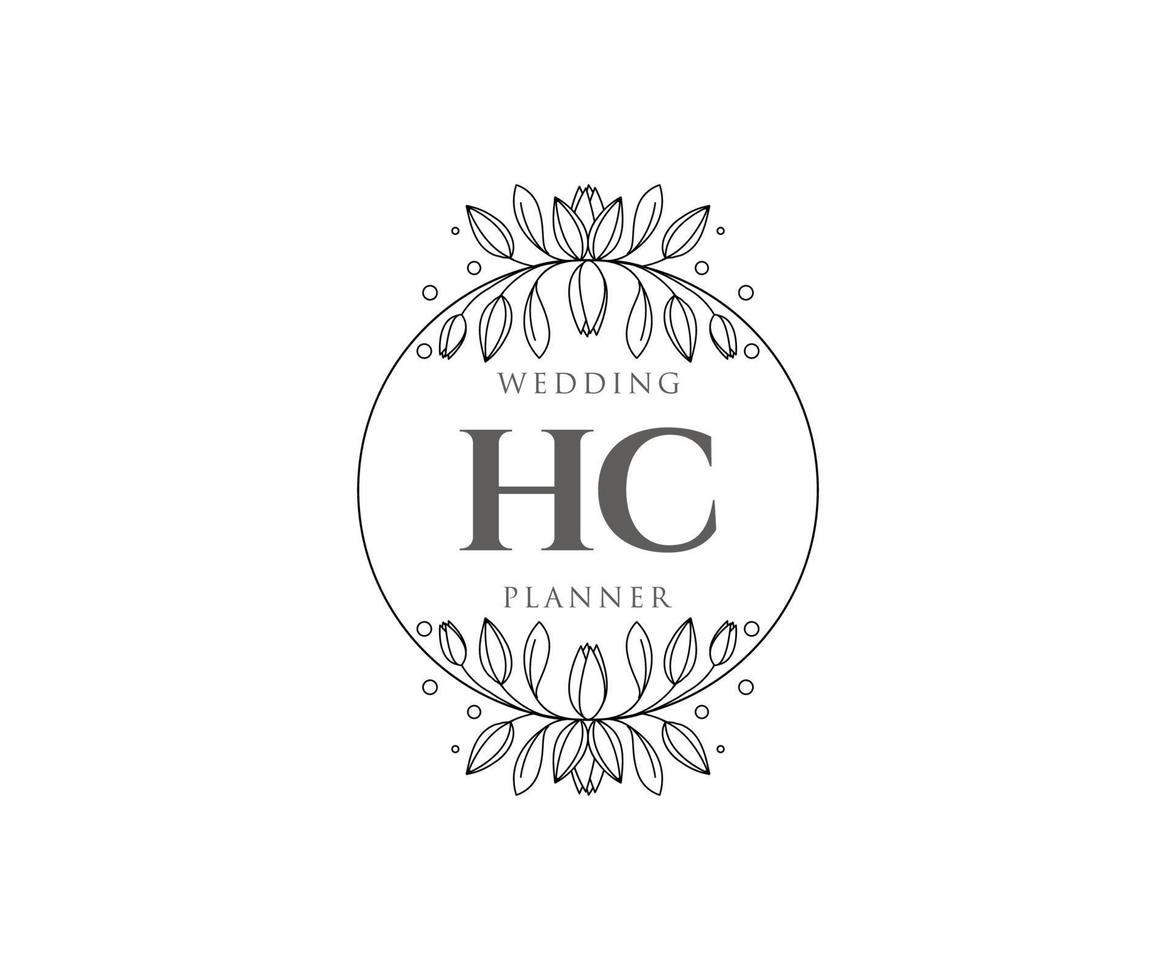 hc initialen brief hochzeitsmonogramm logos sammlung, handgezeichnete moderne minimalistische und florale vorlagen für einladungskarten, save the date, elegante identität für restaurant, boutique, café im vektor