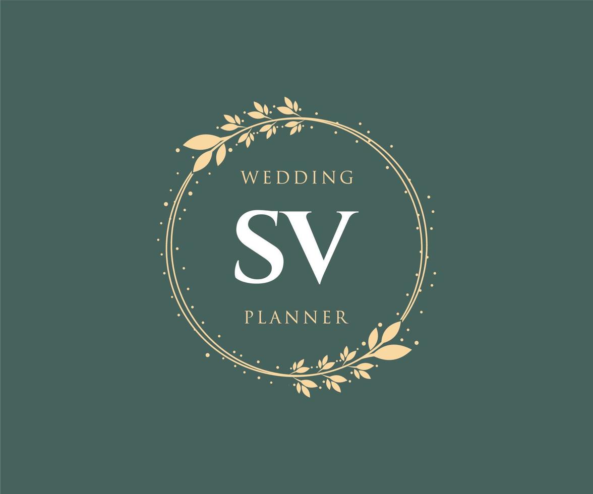 sv initialen brief hochzeitsmonogramm logos sammlung, handgezeichnete moderne minimalistische und florale vorlagen für einladungskarten, save the date, elegante identität für restaurant, boutique, café im vektor