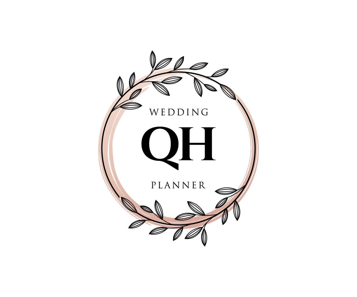 qh initialen brief hochzeitsmonogramm logos sammlung, handgezeichnete moderne minimalistische und florale vorlagen für einladungskarten, save the date, elegante identität für restaurant, boutique, café im vektor