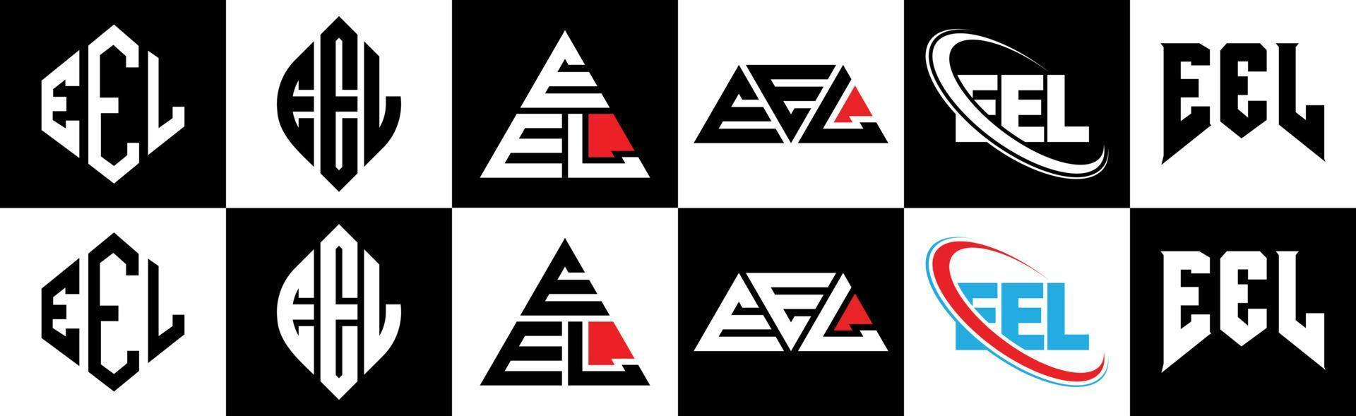 Aal-Buchstaben-Logo-Design in sechs Stilen. aalpolygon, kreis, dreieck, sechseck, flacher und einfacher stil mit schwarz-weißem buchstabenlogo in einer zeichenfläche. Aal minimalistisches und klassisches Logo vektor