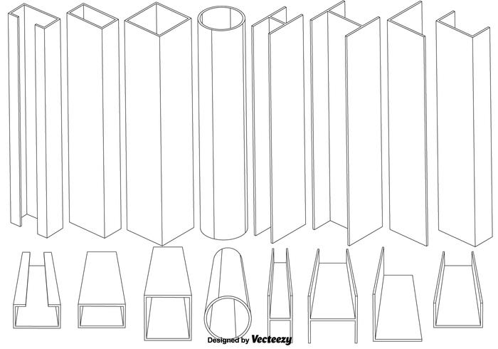 Vektor Set Of Thin Line Girder Elements