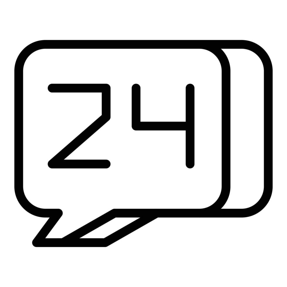 24-Stunden-Chat-Support-Symbol, Gliederungsstil vektor