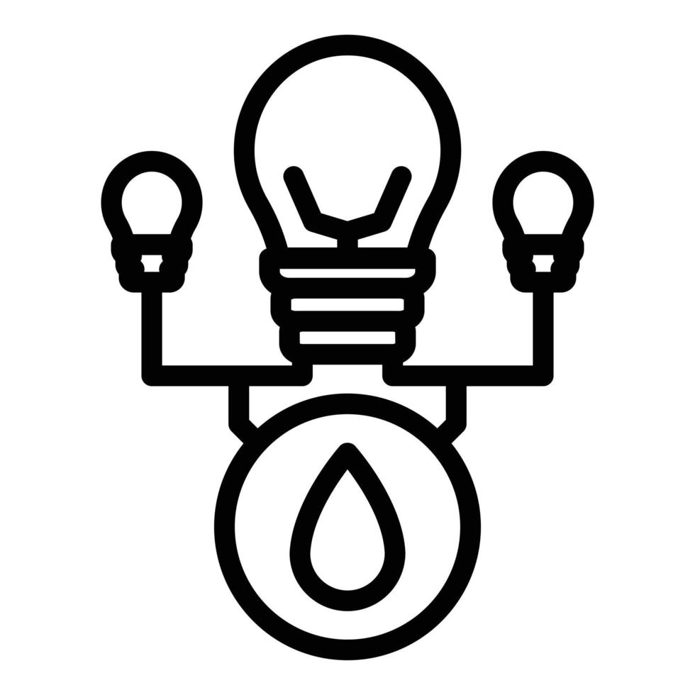 Symbol für Wasserkraft-Glühbirne, Umrissstil vektor