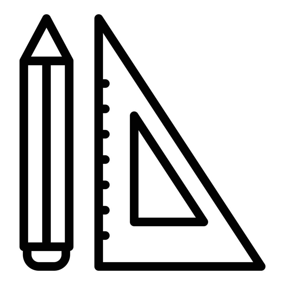 Schulbleistift, Linealsymbol, Umrissstil vektor