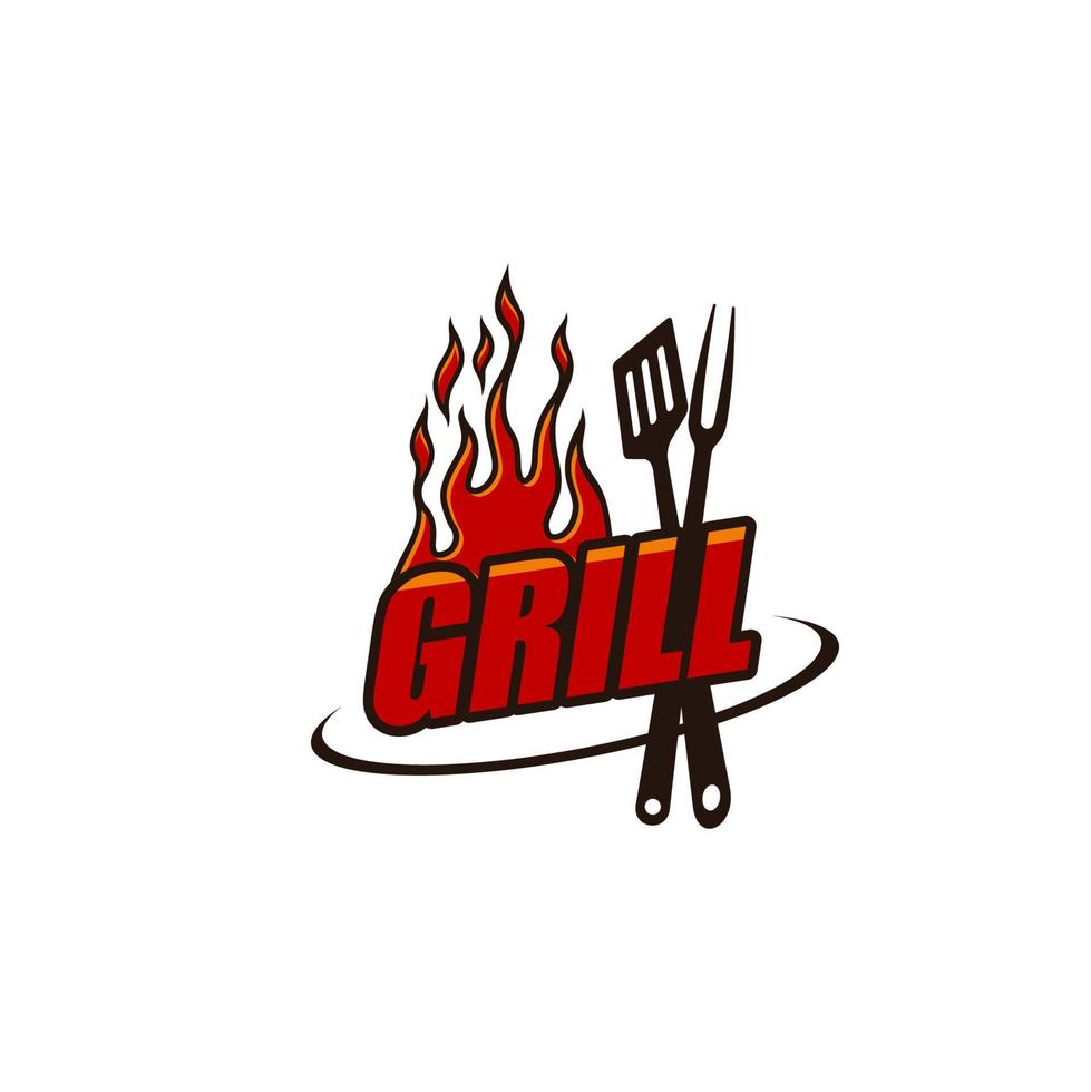 grillsymbol für bbq-restaurant, grillsteakbar vektor