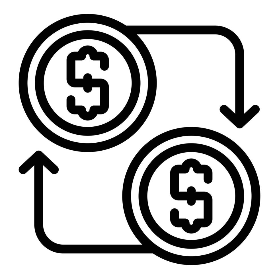 Geldwechsel-Symbol für geschäftliche Zusammenarbeit, Umrissstil vektor