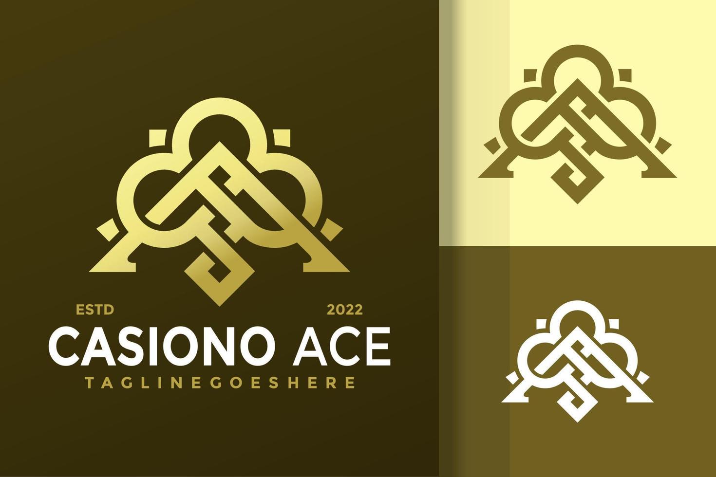 gyllene kasino ess logotyp design vektor illustration mall