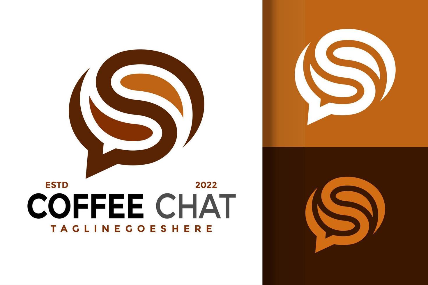 Kaffee-Chat-Logo-Design-Vektor-Illustration-Vorlage vektor