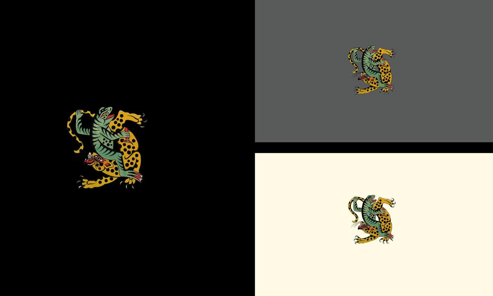 grön groda med gepard vektor illustration konstverk design