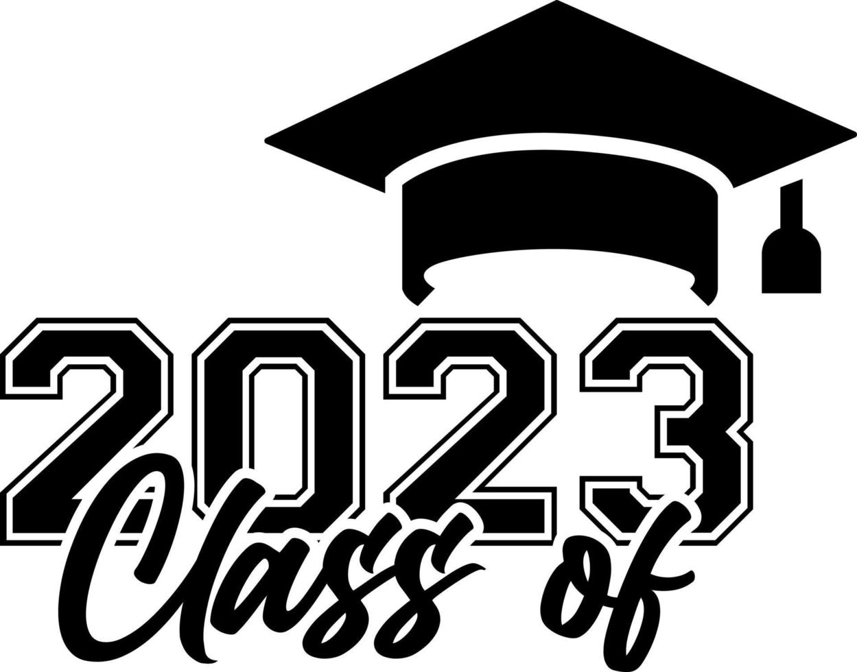Klasse von 2023 Schwarz-Weiß-Designvorlage, Autofensteraufkleber, Pod, Cover, isolierter schwarzer Hintergrund vektor