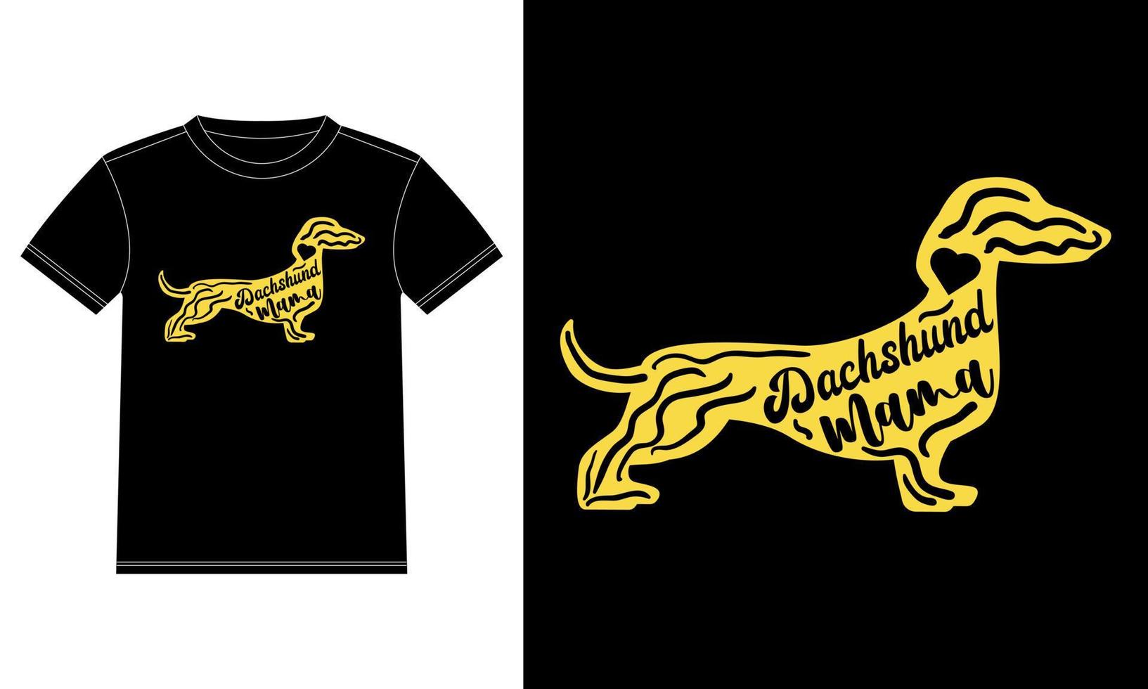 dackel mama illustration t-shirt designvorlage, autofensteraufkleber, pod, cover, isolierter schwarzer hintergrund vektor