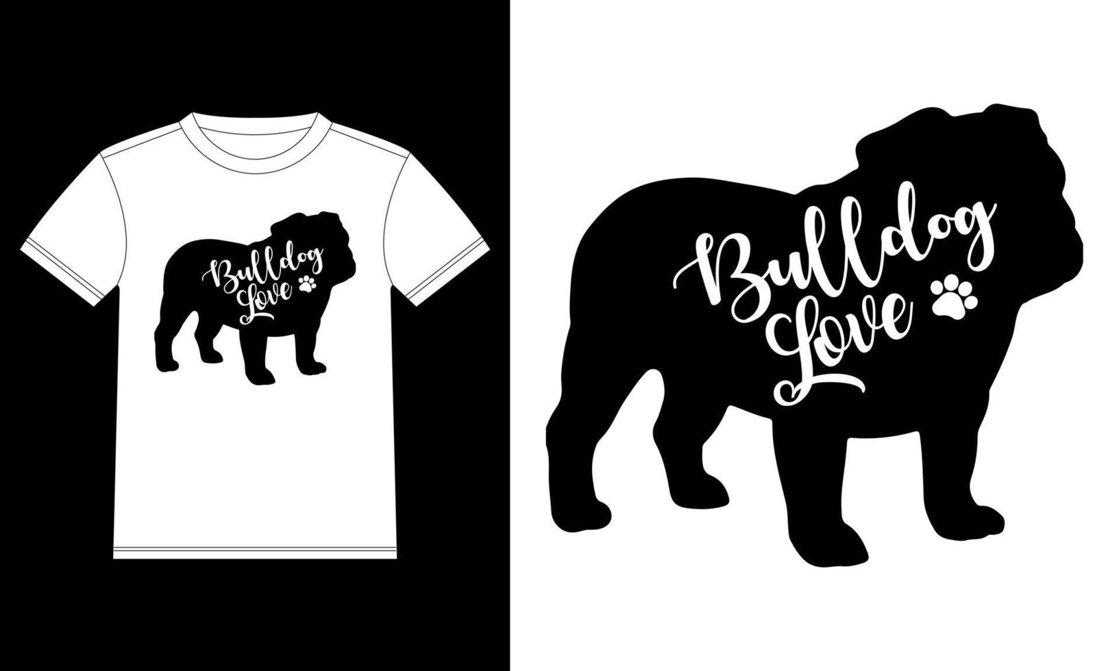 liv är bulldogg gåvor t-shirt design mall, bil fönster klistermärke, pod, omslag, isolerat svart bakgrund vektor