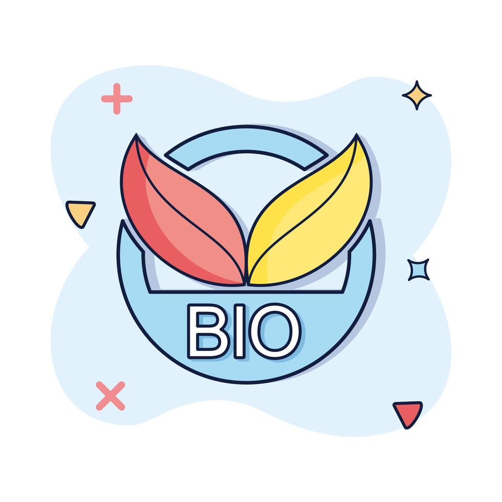 Vektor-Bio-Ökologie-Label-Abzeichen-Symbol im Comic-Stil vektor