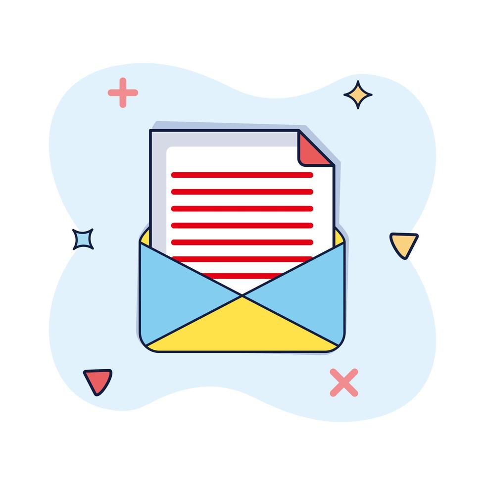 Mail-Umschlag-Symbol im Comic-Stil E-Mail-Nachricht-Vektor-Cartoon vektor