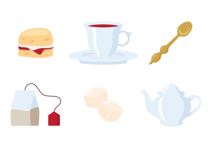 Färgglada Tea Time Icon Vectors