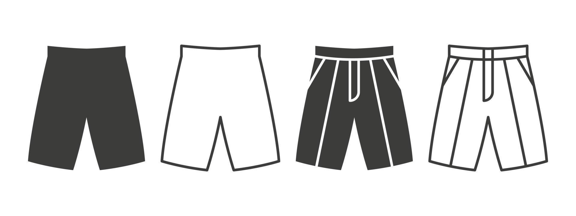 Shorts-Symbole. Hosenshorts in verschiedenen Stilen. Kleidungssymbolkonzept. Vektor-Illustration vektor