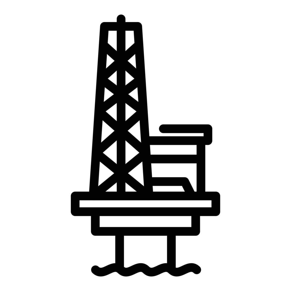 Symbol für die Produktion von Seebohrinseln, Umrissstil vektor