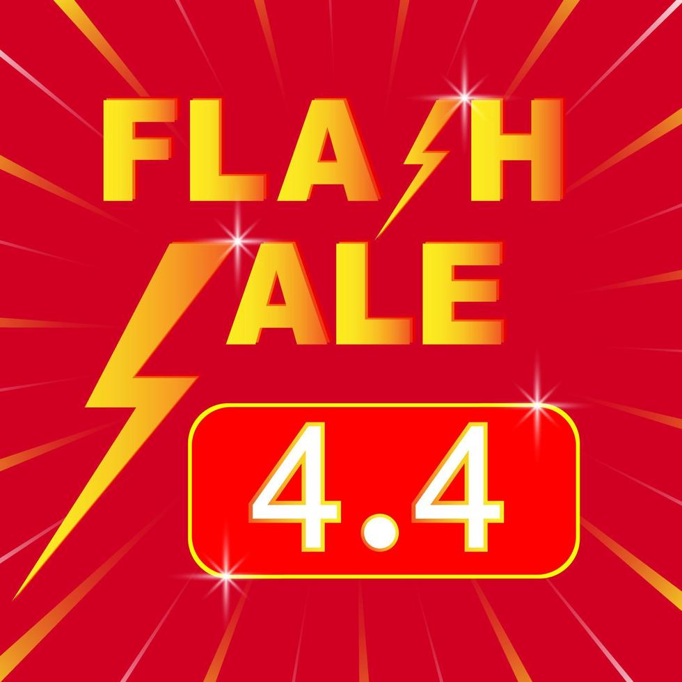 4.4 Flash Sale Social Media Marketing Hintergrundvorlage. Flash Sale Shopping Poster oder Banner mit Flash Icon und 4.4 Text auf rotem Hintergrund. Sonderangebot Flash Sale Kampagne oder Promotion. Vektor. vektor