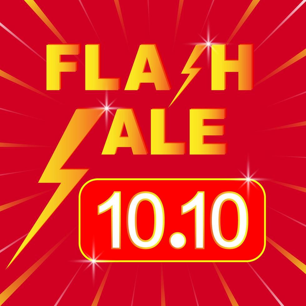 10.10 Flash Sale Social Media Marketing Hintergrundvorlage. Flash Sale Shopping Poster oder Banner mit Flash Icon und 10.10 Text auf rotem Hintergrund. Sonderangebot Flash Sale Kampagne oder Promotion. vektor