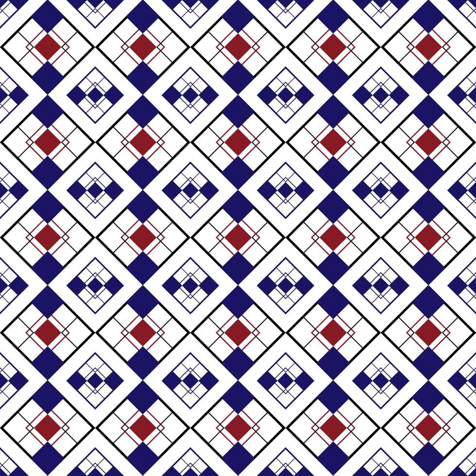 abstrakte geometrische Linie nahtlose Muster Grafikstreifen quadratische Rautenform Hintergrund. modernes marineblaues, rotes und weißes Farbdesign für Textilien, Tapeten, Kleidung, Hintergrund, Fliesen, Verpackung, Stoff vektor