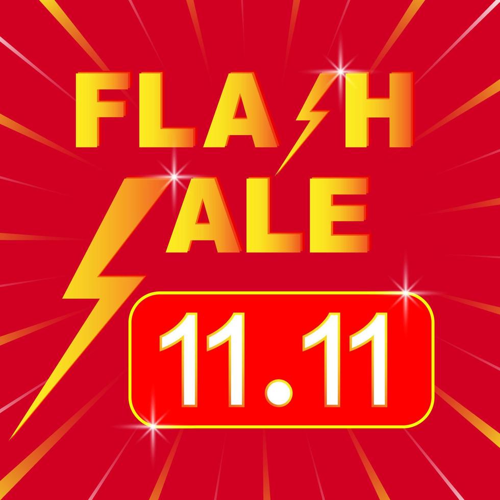 11.11 Flash Sale Social Media Marketing Hintergrundvorlage. Flash Sale Shopping Poster oder Banner mit Flash Icon und 11.11 Text auf rotem Hintergrund. Sonderangebot Flash Sale Kampagne oder Promotion. vektor