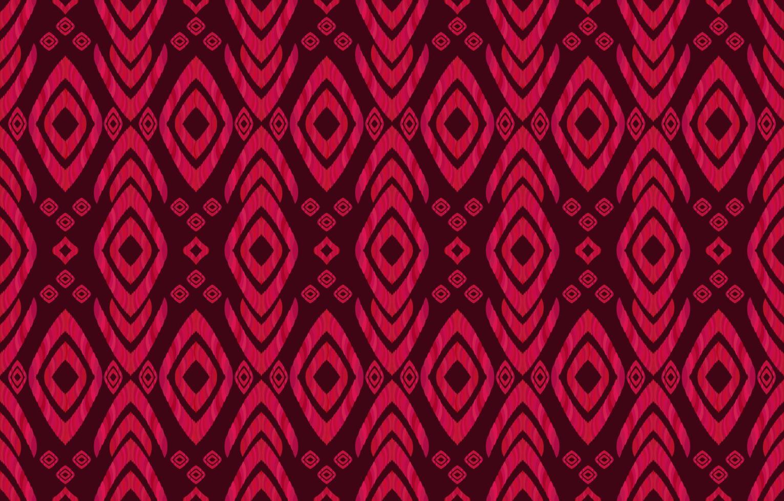 abstraktes ethnisches Ikat geometrisches nahtloses Muster. aztekischer Stammes-roter Stoff auf schwarzem Hintergrund. vektordesign für textur, textil, kleidung, tapeten, teppich, stickerei, illustrationsdruck. vektor