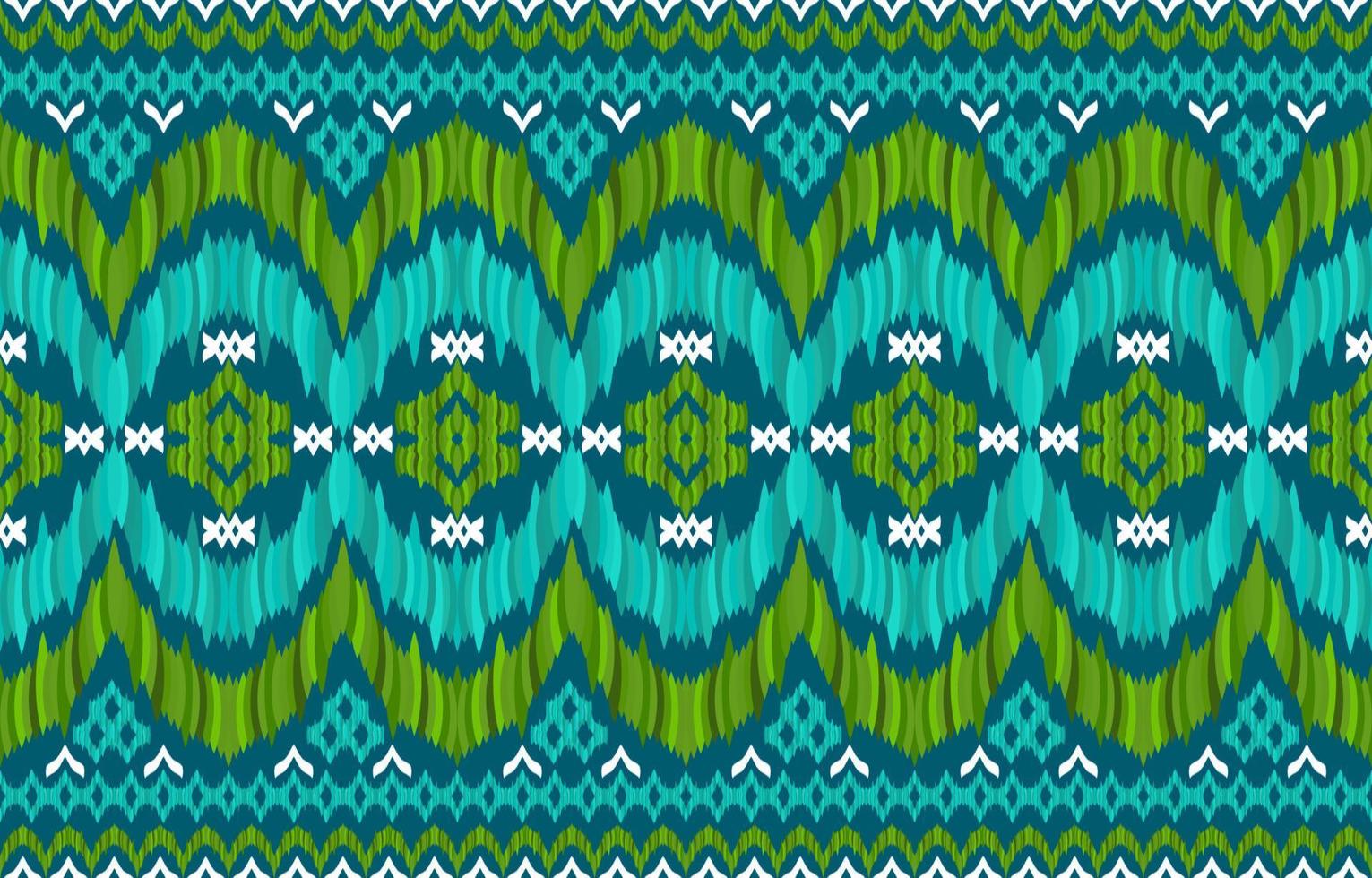 afrikanische hell leuchtende neongrüne ikat-muster. geometrischer Stammes-Vintage-Retro-Stil. Ethno-Stoff Ikat nahtloses Muster. indischer navajo aztekischer volks-ikat-druckvektor. design für hintergrundtexturtextilien vektor